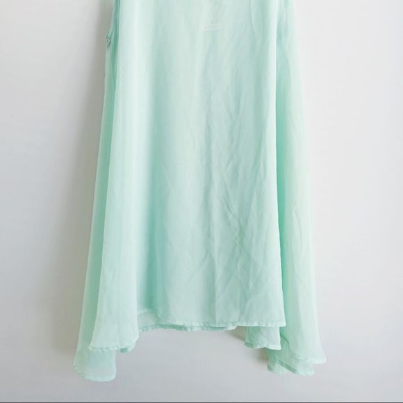Teal Sheer Everly Sleeveless Blouse - Picture 5 of 6